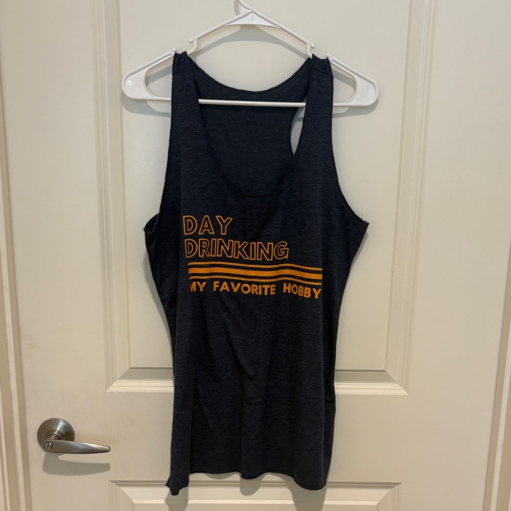Source Unknown Charcoal Tank Top with Vibrant Orange Text